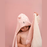 Trixie Kids Bathtime Hooded Towel 75x75cm | Organic Cotton Animal Design