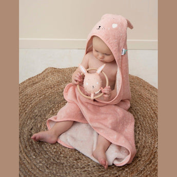 Trixie Kids Bathtime Hooded Towel 75x75cm | Organic Cotton Animal Design