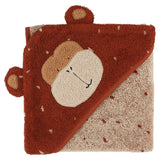 Trixie Kids Bathtime Hooded Towel 75x75cm | Organic Cotton Animal Design