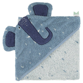 Trixie Kids Bathtime Hooded Towel 75x75cm | Organic Cotton Animal Design