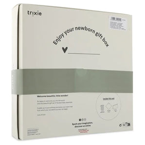Trixie Newborn Gift Box with Muslin Washcloth, Hooded Towel & Toiletry Bag