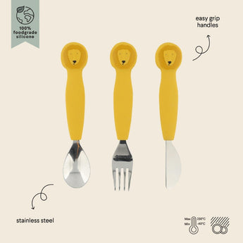 Trixie Stainless Steel Cutlery Set With Silicone Handle | Kids Fork, Spoon & Knife - My Little Thieves