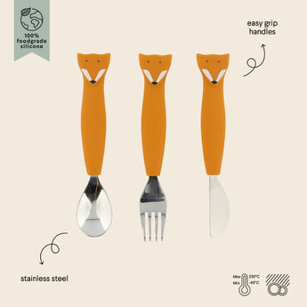 Trixie Stainless Steel Cutlery Set With Silicone Handle | Kids Fork, Spoon & Knife - My Little Thieves