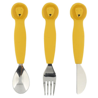 Trixie Stainless Steel Cutlery Set With Silicone Handle | Kids Fork, Spoon & Knife - My Little Thieves