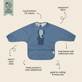 Trixie Waterproof Long Sleeve Bib | Recycled Polyester Easy Clean Mealtime - My Little Thieves
