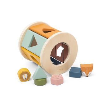 Trixie Wooden Rolling Shape Sorter | Colourful Blocks & Animal Faces