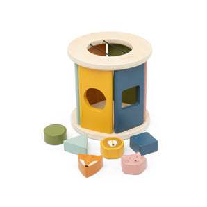 Trixie Wooden Rolling Shape Sorter | Colourful Blocks & Animal Faces