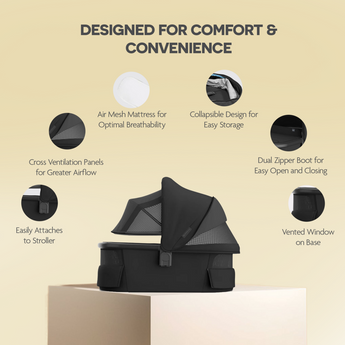 Upp Ababy Bassinet V3 Carbon Frame | Safe Newborn Stroller Carrycot
