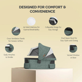 Upp Ababy Bassinet V3 Carbon Frame | Safe Newborn Stroller Carrycot
