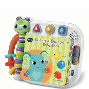 V Tech Learn & Discovery Baby Book Multicolour | Travel Book, Easy To Turn, Wipe Clean Pages & 3 Play Modes | Suitable Ages 6 M + Up
