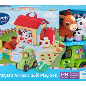 VTech Farmyard Animals Soft Play Set – Interactive Baby Toy with Plush Farm Animals