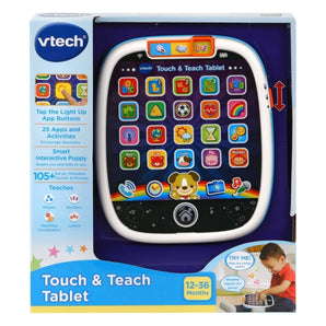 V Tech Touch & Teach Tablet Multicolor | Includes 25 Pretend Light Up App Buttons, | 3 Modes Of Play, Light Up Glowing Home Button,| Suitable Ages 12m + Up