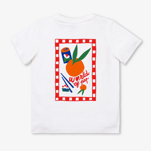 Children’s white front/back ‘Food Lovers’ organic cotton T-shirt