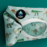 Waterplops White Junior Swimming Goggles â€“ Ultra Soft Band With Green Dinosaurs | Swim Accessories
