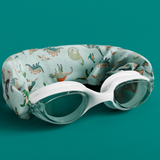 Waterplops White Junior Swimming Goggles â€“ Ultra Soft Band With Green Dinosaurs | Swim Accessories