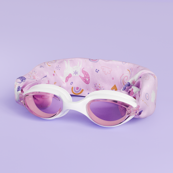 Waterplops White Junior Swimming Goggles â€“ Ultra Soft Band With Magical Unicorns | Swim Accessories