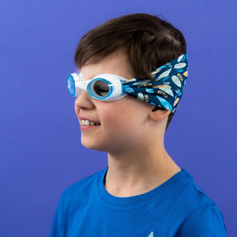 Waterplops White Junior Swimming Goggles â€“ Ultra Soft Band With Surf | Swim Accessories