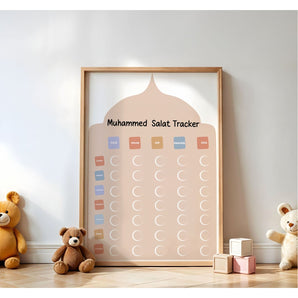 Kids Moon Salat Tracker – A3 Reusable & Customized Wall Frame