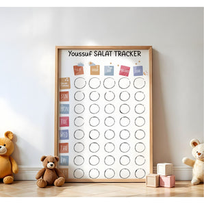 Kids Round Salat Tracker – A3 Reusable & Customized Wall Frame