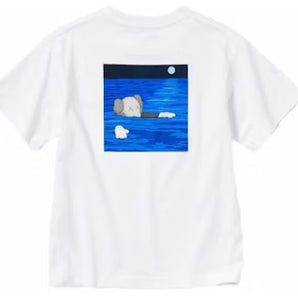 Kaws X Uniqlo UT White Blue Kids Short Sleeve Artbook Cover T-Shirt