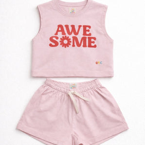 Girls Awesome Pink Shorts and T-shirt  Set