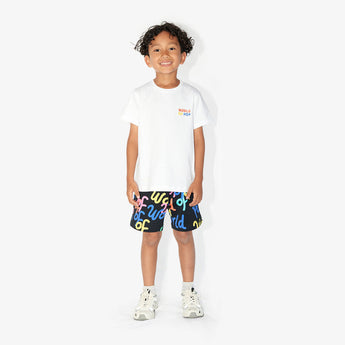 World Of Pop Children’s Black Printed Shorts | Bold Graphic Style
