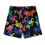 World Of Pop Children’s Black Printed Shorts | Bold Graphic Style