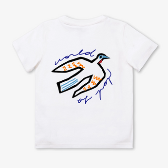 World Of Pop White Birds Protect Kids T Shirt | Organic Cotton Nature Print
