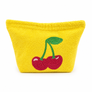 Kids Beach Towel Pouch - Yellow with Pink Cherry