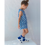 Yell Oh! Jumpsuit Shorts In Linen Triangle Electric Blue | Jumpsuit Girl