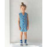 Yell Oh! Jumpsuit Shorts In Linen Triangle Electric Blue | Jumpsuit Girl