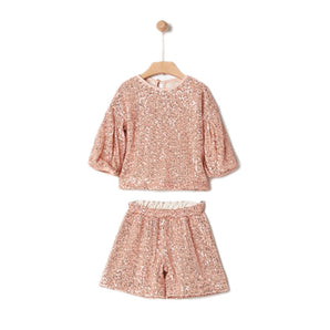Yell Oh! Pink Embellished Sequin Girls Outfit | Dresses