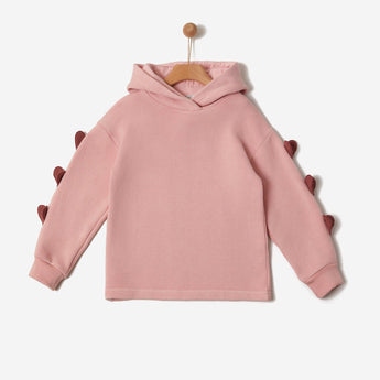 Yell Oh! Pink Organic Cotton Sweatshirt With Embroidered Hearts Blossom | Top Girl