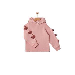 Yell Oh! Pink Organic Cotton Sweatshirt With Embroidered Hearts Blossom | Top Girl