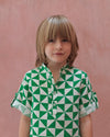 Tunic & Bermuda In Linen & Cotton Triangles Green Set Outfit