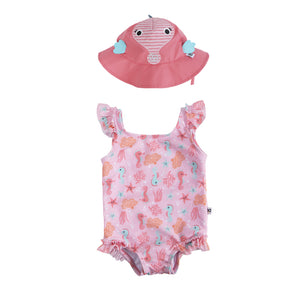 Baby Swimsuit and Hat Set – Cute Sea Animal Designs for Kids