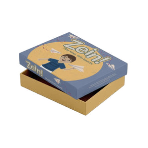 Board game box titled 'Zein!' on a gray background