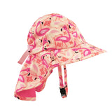Zoocchini Flamingo Cape Sun Hat Upf 50+ | Kids Uv Protection Hat