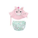Zoocchini Reusable Swim Diaper & Sun Hat Set | Upf 50+ Baby Swimwear