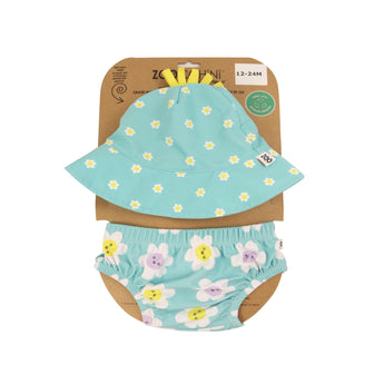 Zoocchini Reusable Swim Diaper & Sun Hat Set | Upf 50+ Baby Swimwear