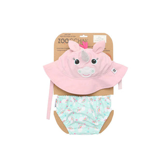 Zoocchini Reusable Swim Diaper & Sun Hat Set | Upf 50+ Baby Swimwear