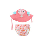 Zoocchini Reusable Swim Diaper & Sun Hat Set | Upf 50+ Baby Swimwear