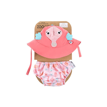 Zoocchini Reusable Swim Diaper & Sun Hat Set | Upf 50+ Baby Swimwear