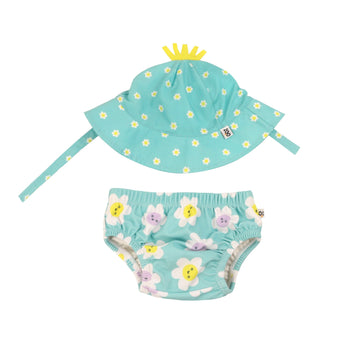 Zoocchini Reusable Swim Diaper & Sun Hat Set | Upf 50+ Baby Swimwear