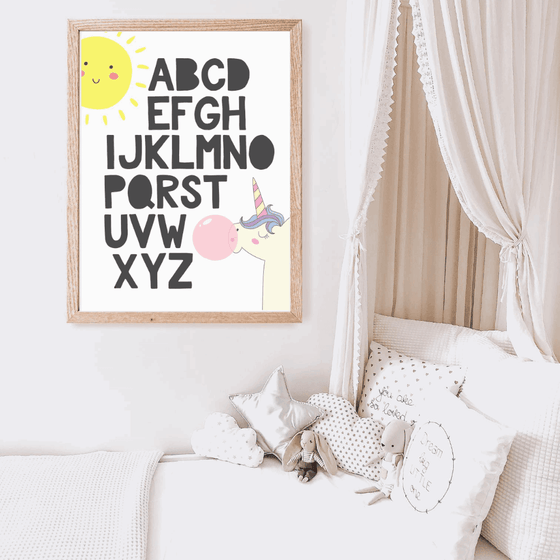 Alphabet Unicorn Wall Art Print - My Little Thieves