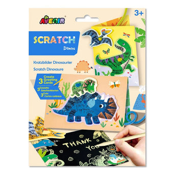 Avenir Scratch - Dinos | Arts & Crafts, Greeting Cards Set | Make Beautiful Greetings Cards | Scratch Art 3+ - My Little Thieves
