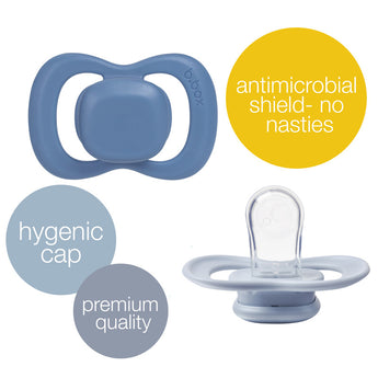 b.box Pacifier Silicone 2 Twin Pack – Ocean/Sky | Soft Orthodontic Soother for Newborns | Lightweight & Durable Design | 0m+