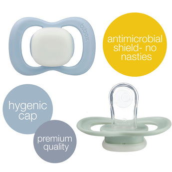 b.box Pacifier Silicone 2 Twin Pack – Ocean/Sky | Soft Orthodontic Soother for Newborns | Lightweight & Durable Design | 0m+