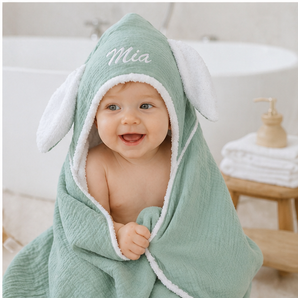 My Little Thieves Personalized Bunny Hooded Towel Organic & Adorable | Bath Towel
