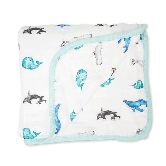 Bamboo Crib Quilt - Whales - My Little Thieves